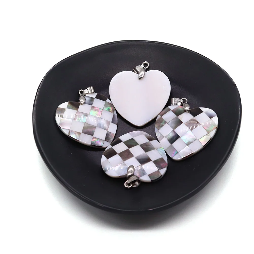 1 قطعة شكل قلب قذيفة الطبيعية تقسم قلادة واحدة من جانب المياه العذبة قذيفة سحر ل عقد دي اي واي صنع المجوهرات الملحقات #5