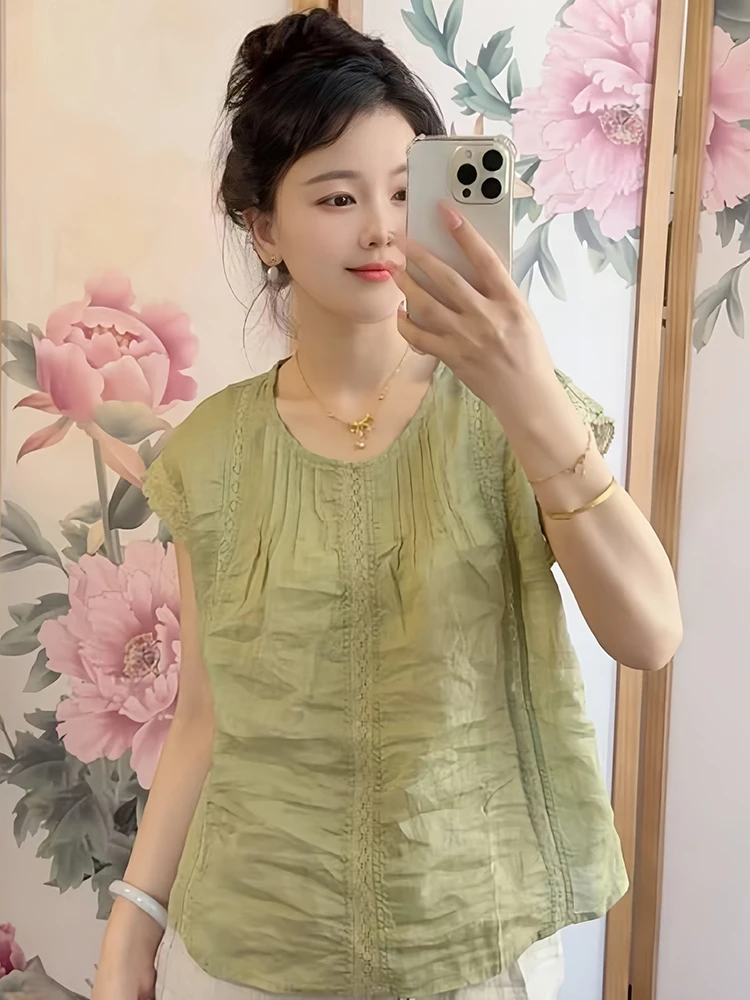 

Лето 2026, женские облегающие ort Sve irt, свободные круглые, Ne Faionable Agel, универсальные, корейские, для поездок на работу, Wind irt