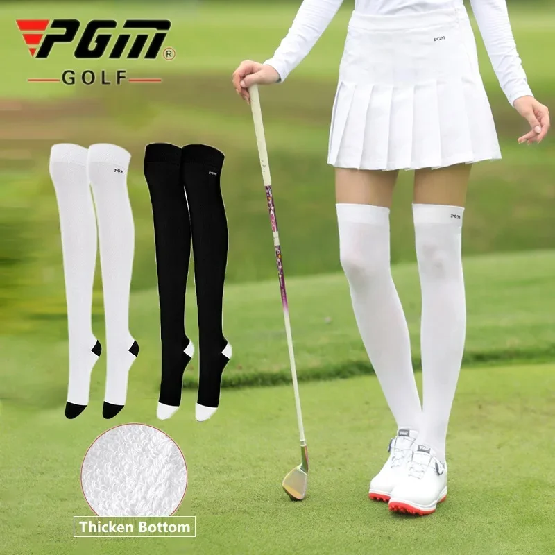 Pgm Golf Socks Women Running Stockings Girls Slim Breathable Sports Socks Ladies Over Knee High Leggings Thicken Feet Sole