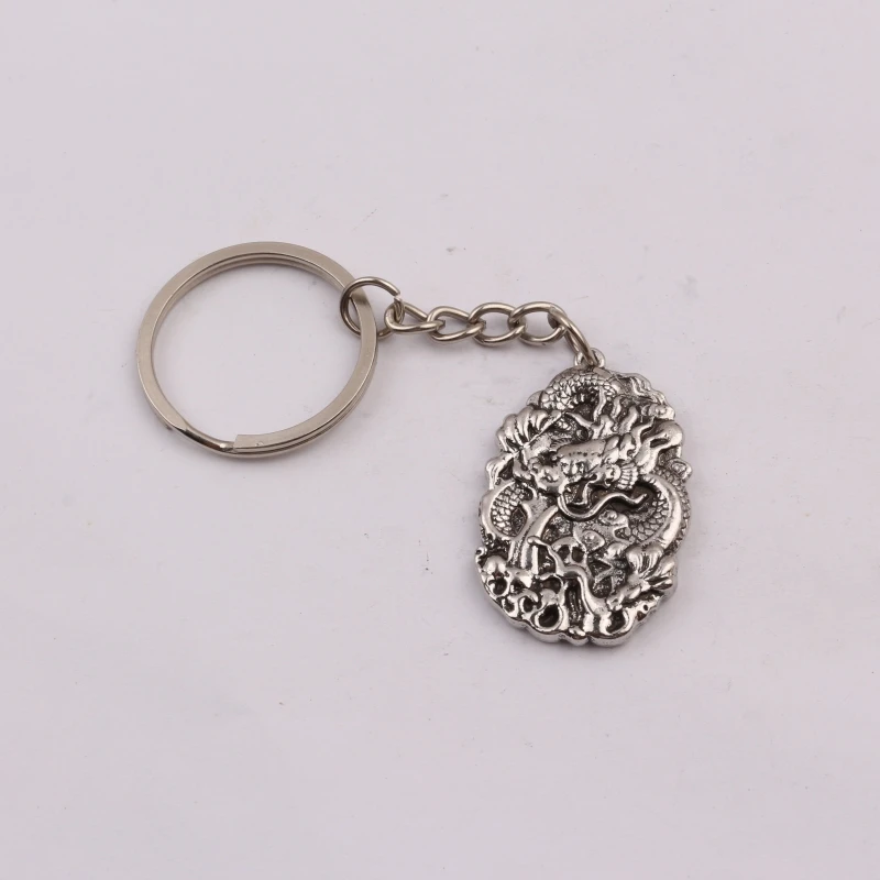 Fashion, personality, creativity, retro ethnic style, zodiac relief, dragon keychain, punk hip-hop pendant
