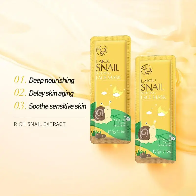 5Pcs Snail Face Mask No Washing Portable Travel Anti Wrinkle Moisturizing Mask