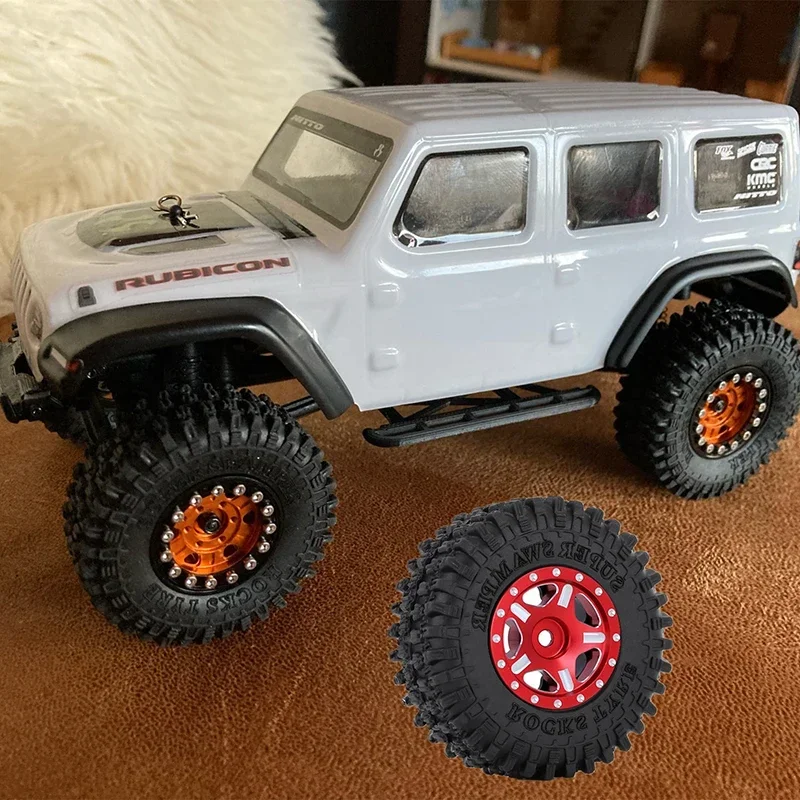 52*18mm 1.0 "Beadlock felgi zestaw opon do 1/24 gąsienica RC oś samochodu SCX24 AXI00001 rygiel Gladiator Xiaomi JIMNY