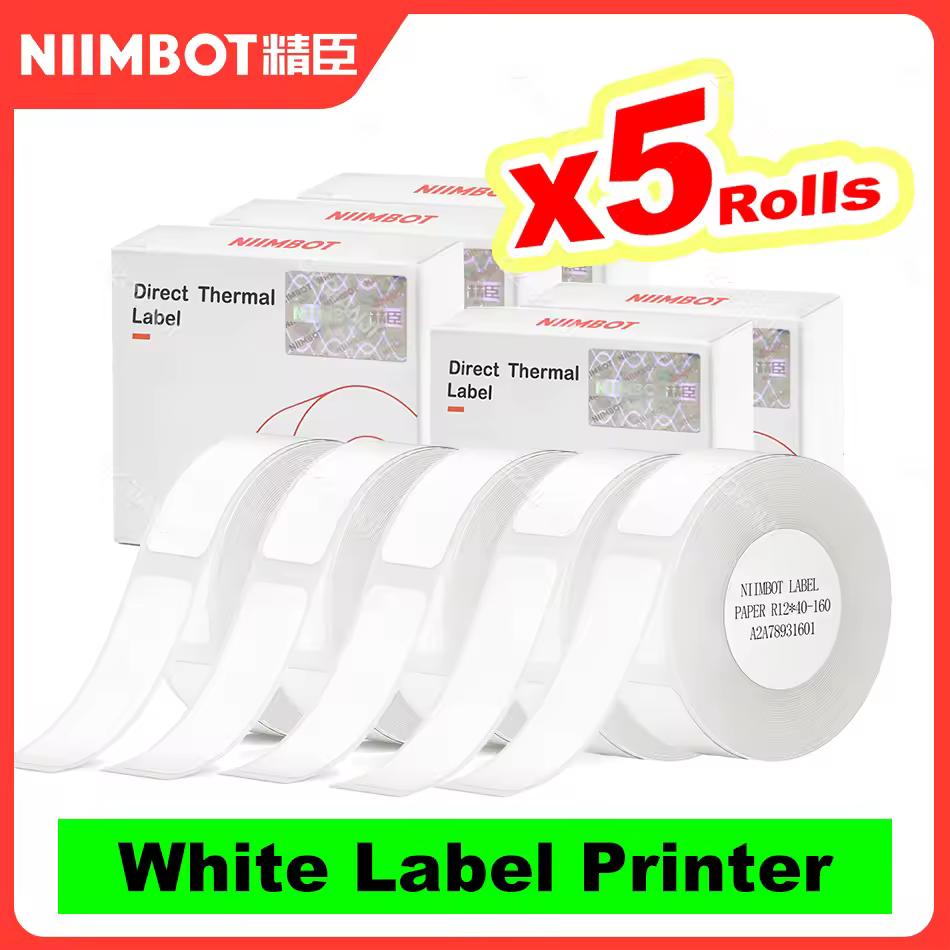 Niimbot D11 D110 D101 carta per etichette adesivo bianco 12*50mm 15*30mm 12*40mm stampa termica impermeabile per etichettatrice ufficiale
