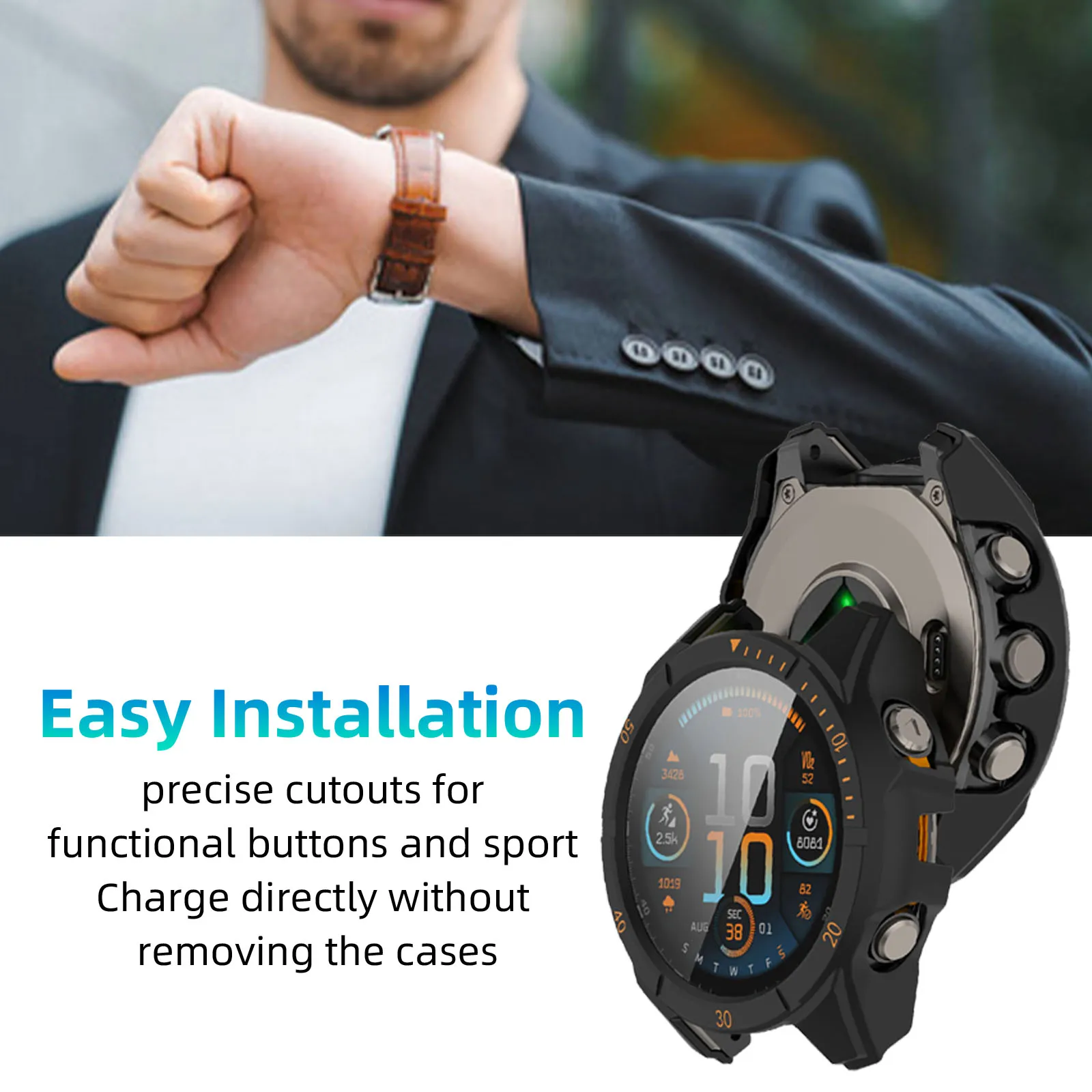 Glass+PC Case for Garmin Fenix 8 51mm 47mm 43mm AMOLED Solar Screen Protector Tempered Glass Bumper Protective Cover Accessories
