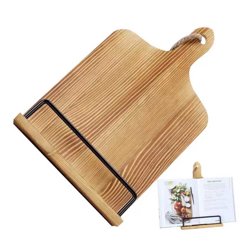 Estante de madera para libros de cocina, soporte multifuncional para libros de cocina, organizador de almacenamiento duradero, soporte para libros de recetas para Navidad