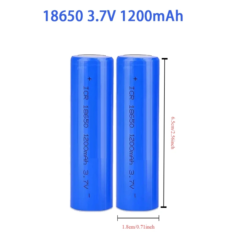 18650 3.7V 1200mAh Li-ion Rechargeable Battery for Lanterns, Flashlights, Doorbells,Fans, Shavers, Solar street light,Wholesale