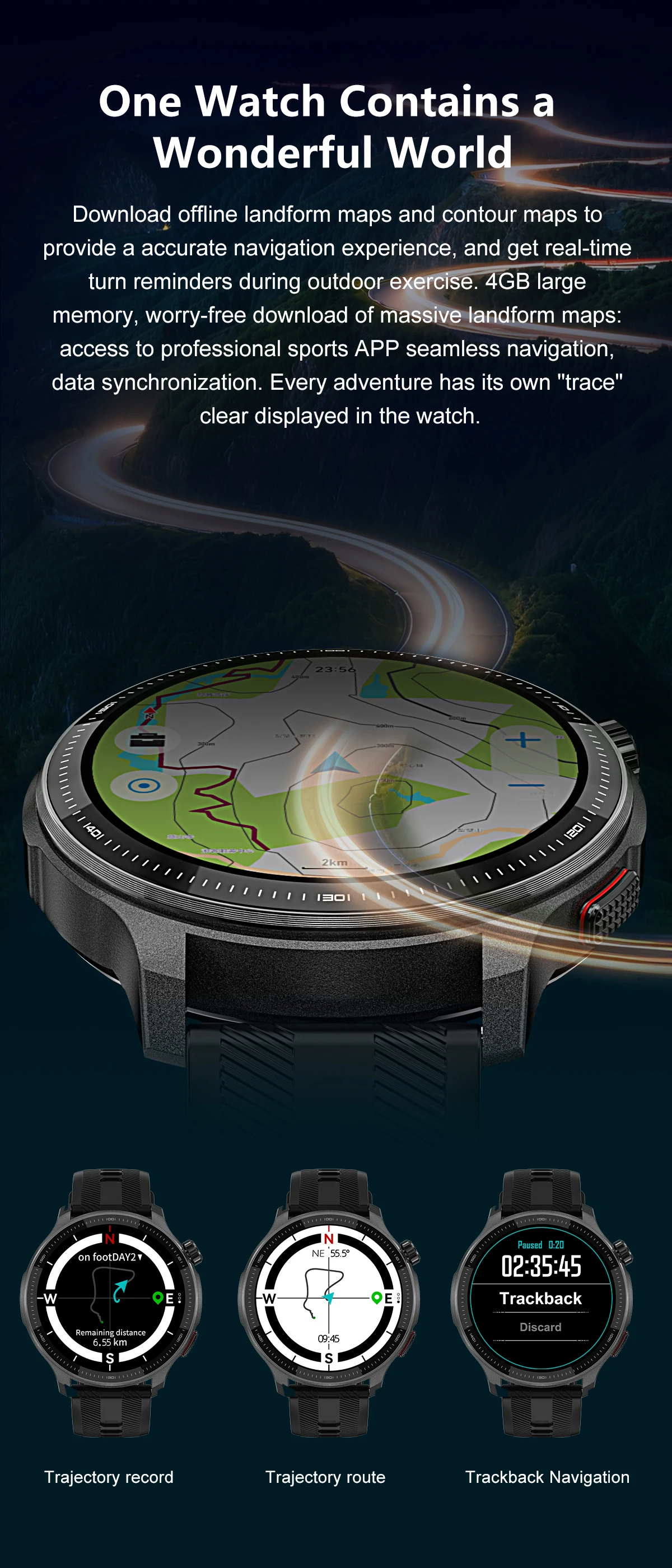 Neue T-Rex3 Ultra 4GB Speicher GPS Sport-Smartwatch Offline-Karte 1,43 Zoll AMOLED-Display 3ATM Schnellladung Fitness-Anruf-Smartwatch – Detail 9