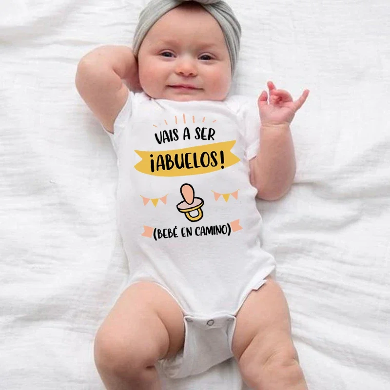 You Are Going To Be Grandparents Baby on The Way Print Infant Romper Baby Announcement Clothes Newborn Short Sleeve Bodysuit