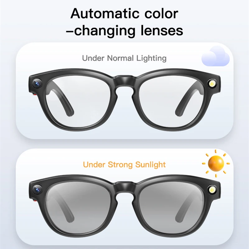 LIGE 4K Camera Glasses Color-Change Lens 800W Camera AI Glass Smart Glasses Sport Photography Call Video Music Bluetooth Glasses