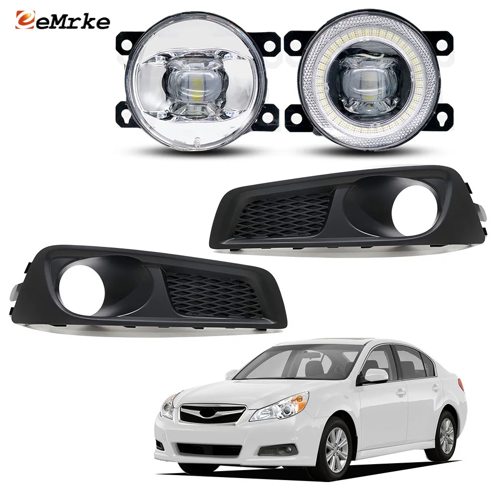 Updated LED Angel Eyes Fog Lights 30W DRL Front Fog Lampshade For Subaru Legacy Sedan North America BM 2010 2011 2012 2013 2014