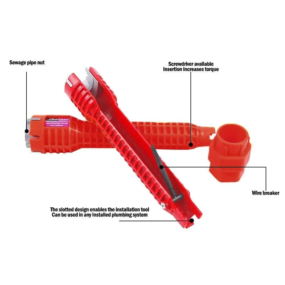 Chiave per rubinetto per lavello 8 In 1 maniglia per strumento di riparazione idraulica chiave a doppia testa chiave per strumento di installazione