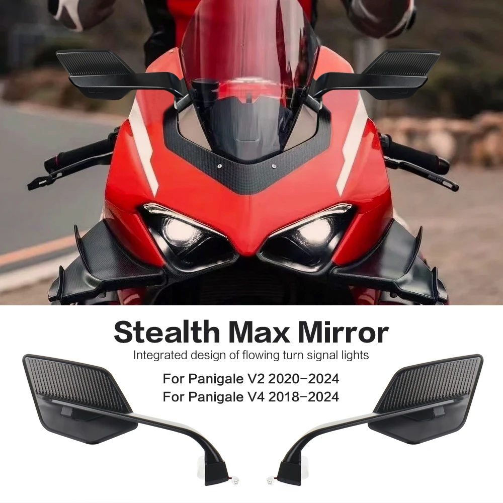 

Motorcycle Rearview Rear View Side Mirrors With LED Turn Signal Light For Ducati Panigale V2 PANIGALE V4 2018-2024