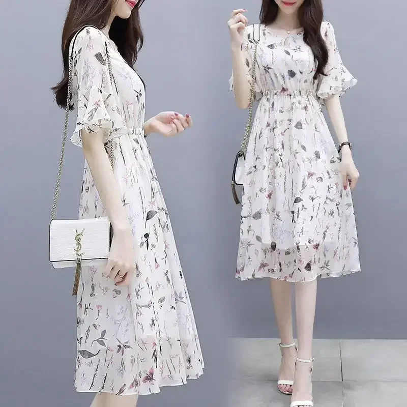 女性のための花柄のシルクサテンミディドレス,花柄の服,韓国スタイル,ファンシーセール,y2k,夏,2024