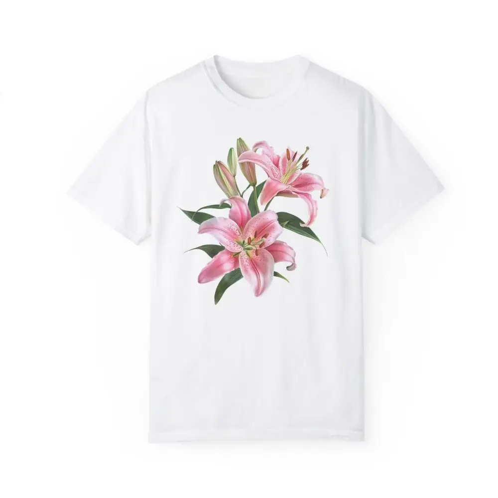 Comfort Colors Lily Flower T Shirt Neutral Aesthetic Floral T-shirt Women Summer Vintage Tee Top Nature Shirt Lily T-shirts