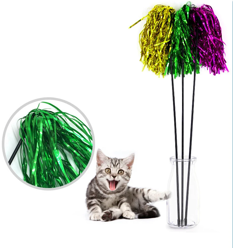 Buntes Band Katzen spielzeug Zauberstab lustige Kätzchen Stange Teaser Plastiks tab für Haustier Katzen interaktives Spielzeug – Detail 5
