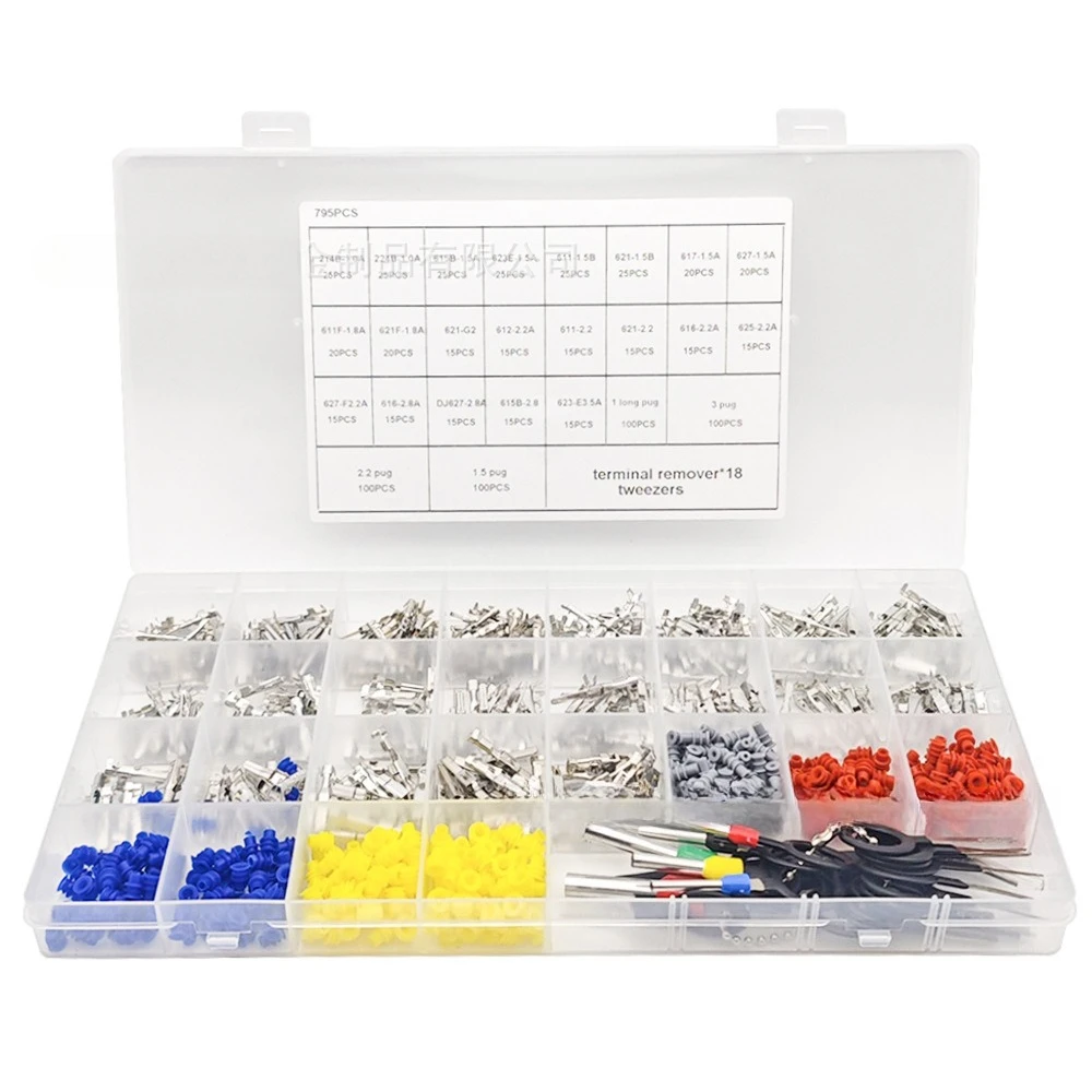 Waterproof Car Electrical Terminal Pin Kit 795PC Male Female Crimp Connectors Wire Seals Removal Tool for 12V Vehicle DIY Repair