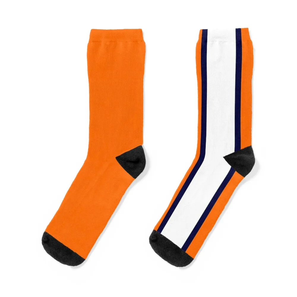 Luton Town Retro Away 1977 -78 Orange and White Navy Bars Socks crazy cartoon anti-slip Boy Child Socks Women's