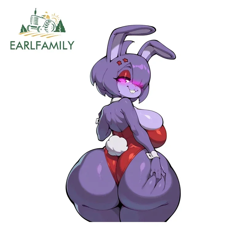 EARLFAMILY 13cm x 7.6cm Freddy Devil Rabbit Furry Stickers Uniform Huge Breasts Hentai Car Accessories Ahegao Blush Decals