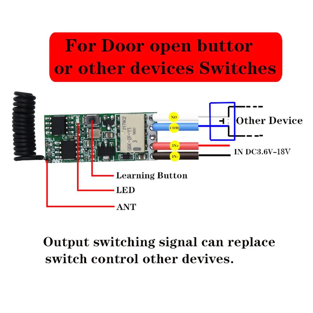 DC 5V-12V Relay Remote Control Switch Learning Button Wireless Remote Switches Electrical Equipment Accessories