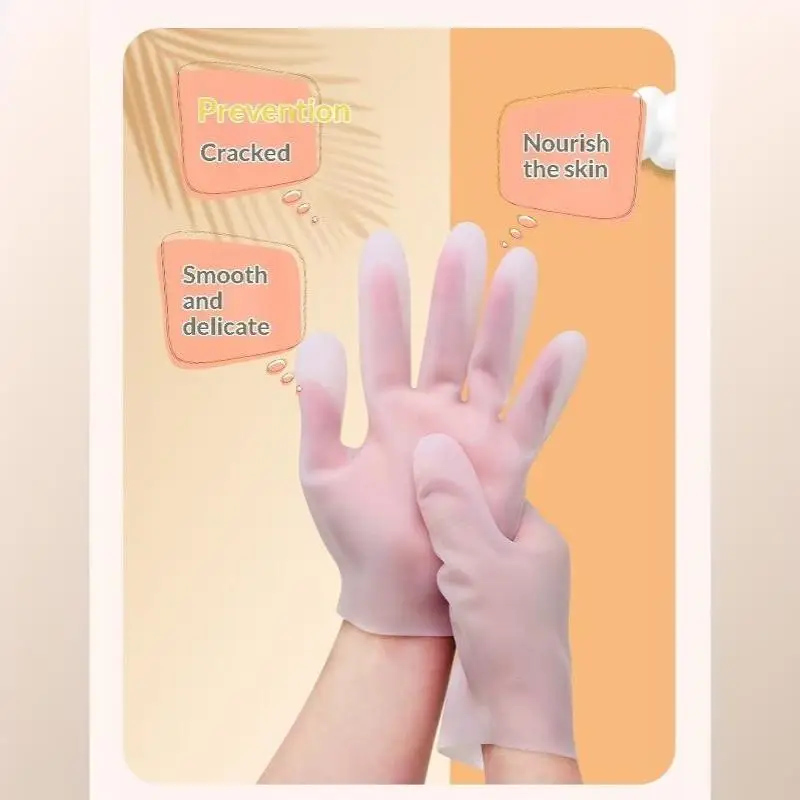 1 Pair Moisturizing Reusable Silicone Hand Mask Glove Set Deep Nourishing For Dry Cracked Hand Home Spa Skincare Tool