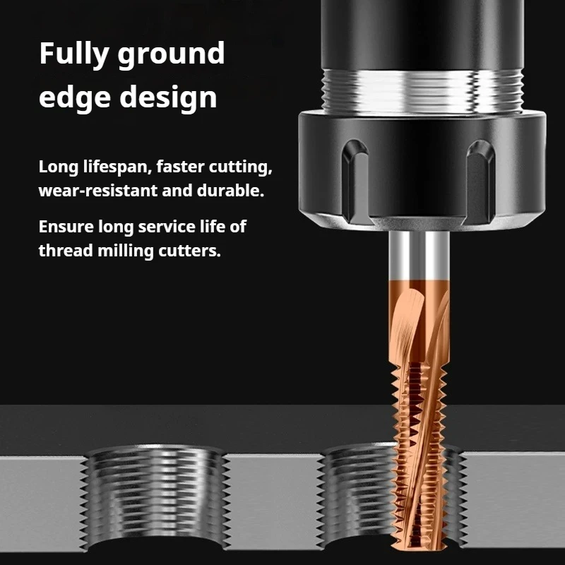 Solid Carbide Coated Full Teeth Thread Milling Cutter ISO Thread Spec M2-M16 American Standard UNC UNF G RC NPT Imperial System