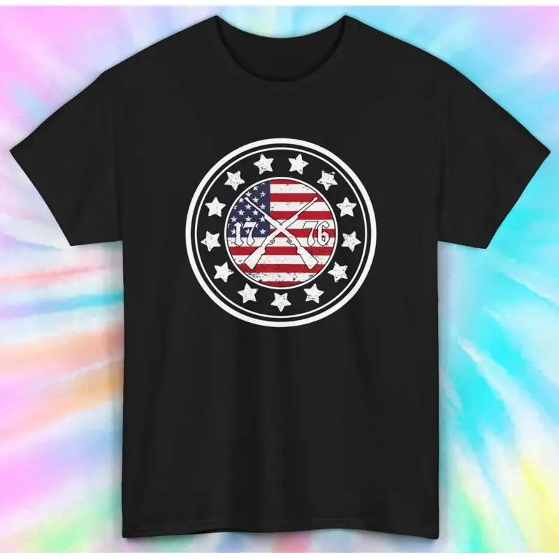 

1776 USA Patriotic Rifle Musket T Shirt Independence Day S 5XL