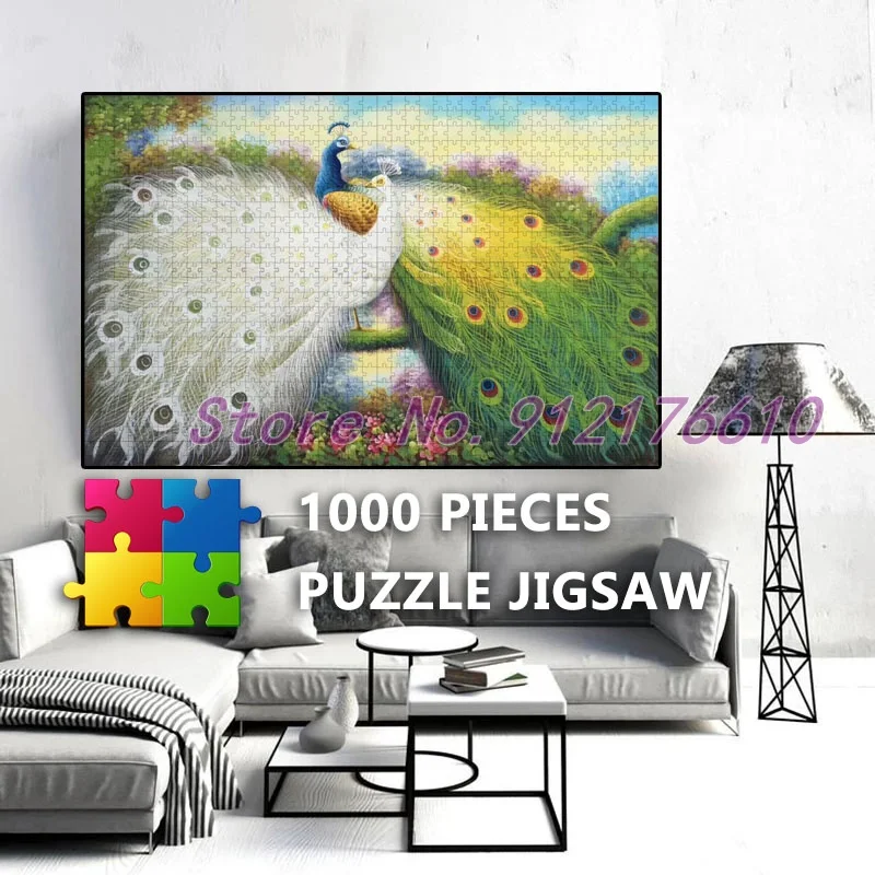 

Vintage Style 1000 Pieces Puzzle Jigsaw Flower Birds Peacock Animals Print Paper Puzzle Family Decompress Educational Toys Gifts