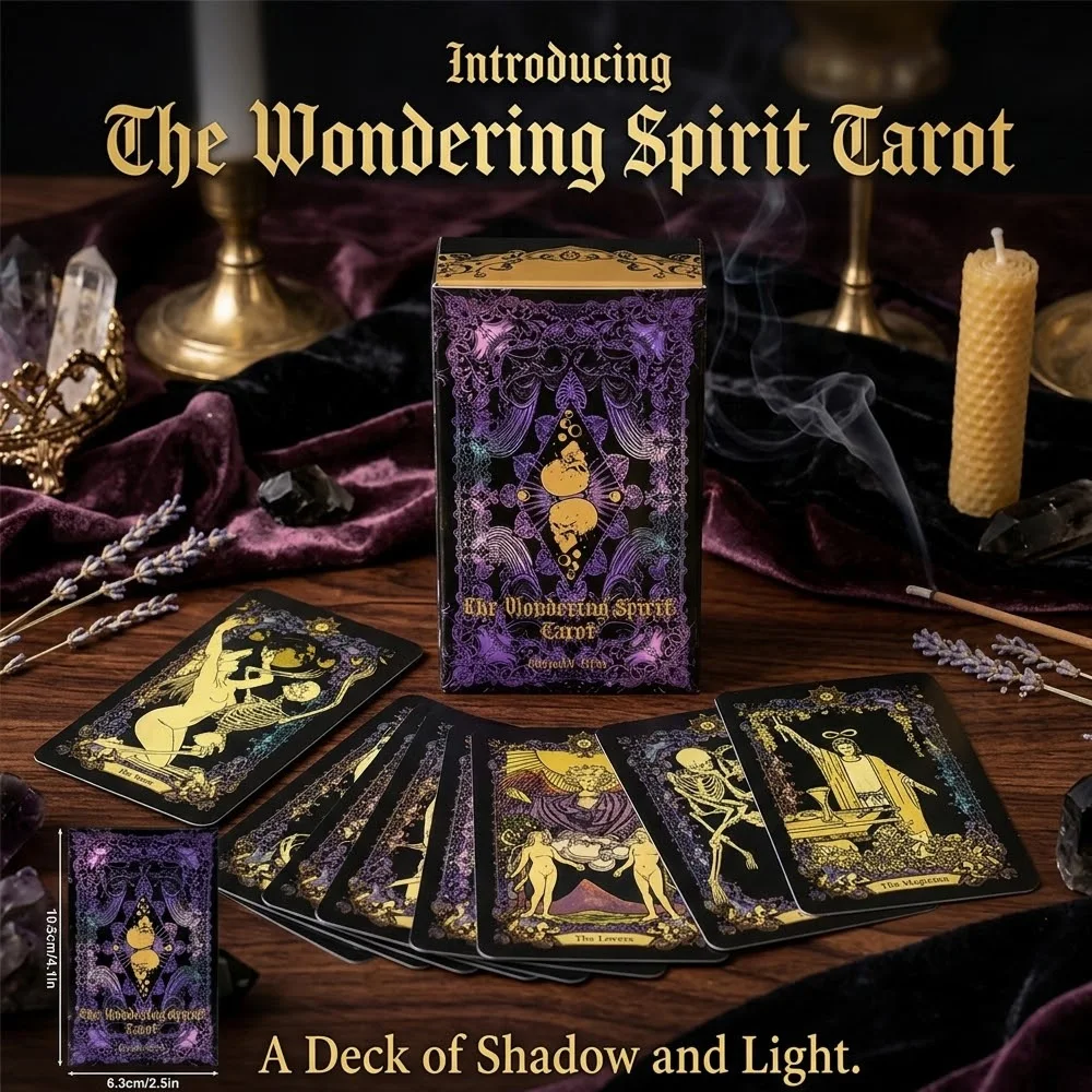 

«Таро «Блуждающий дух»», набор из 78 карт-скелетов для таро (10,5 x 6,3 см), мистические карты для гадания, подходят для настольных игр.