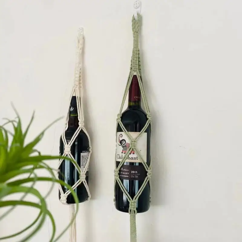 1PC Bohemian Wine Bottle Hanging Basket Wall Hanging Net Decorative Arts and Crafts Wine Bag Gift