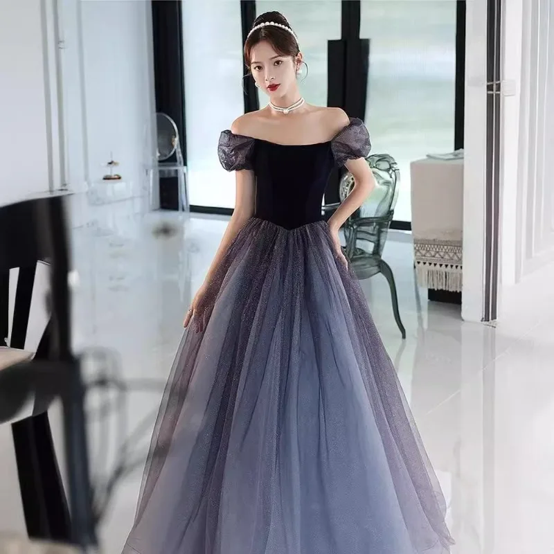 2025 novo verão feminino malha glitter luz vestido de noite luxo moda nicho anfitrião desempenho exame de arte em vestido super fada