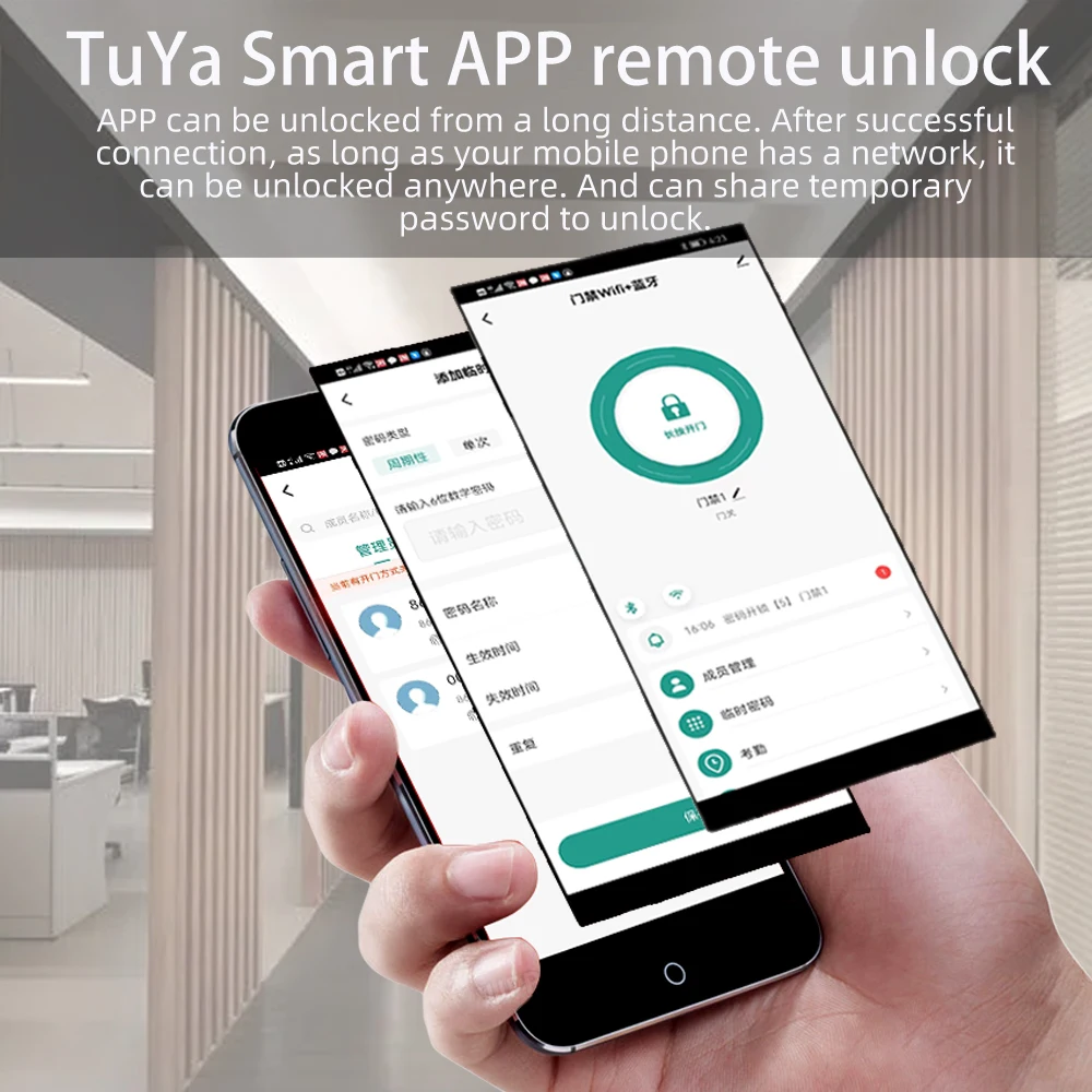 TuYa-Smart App Máquina de Controle de Acesso para Celular, Desbloqueio Remoto, NFC, Impressão Digital, Senha, Cartão RFID, Door Lock Controller, IP67