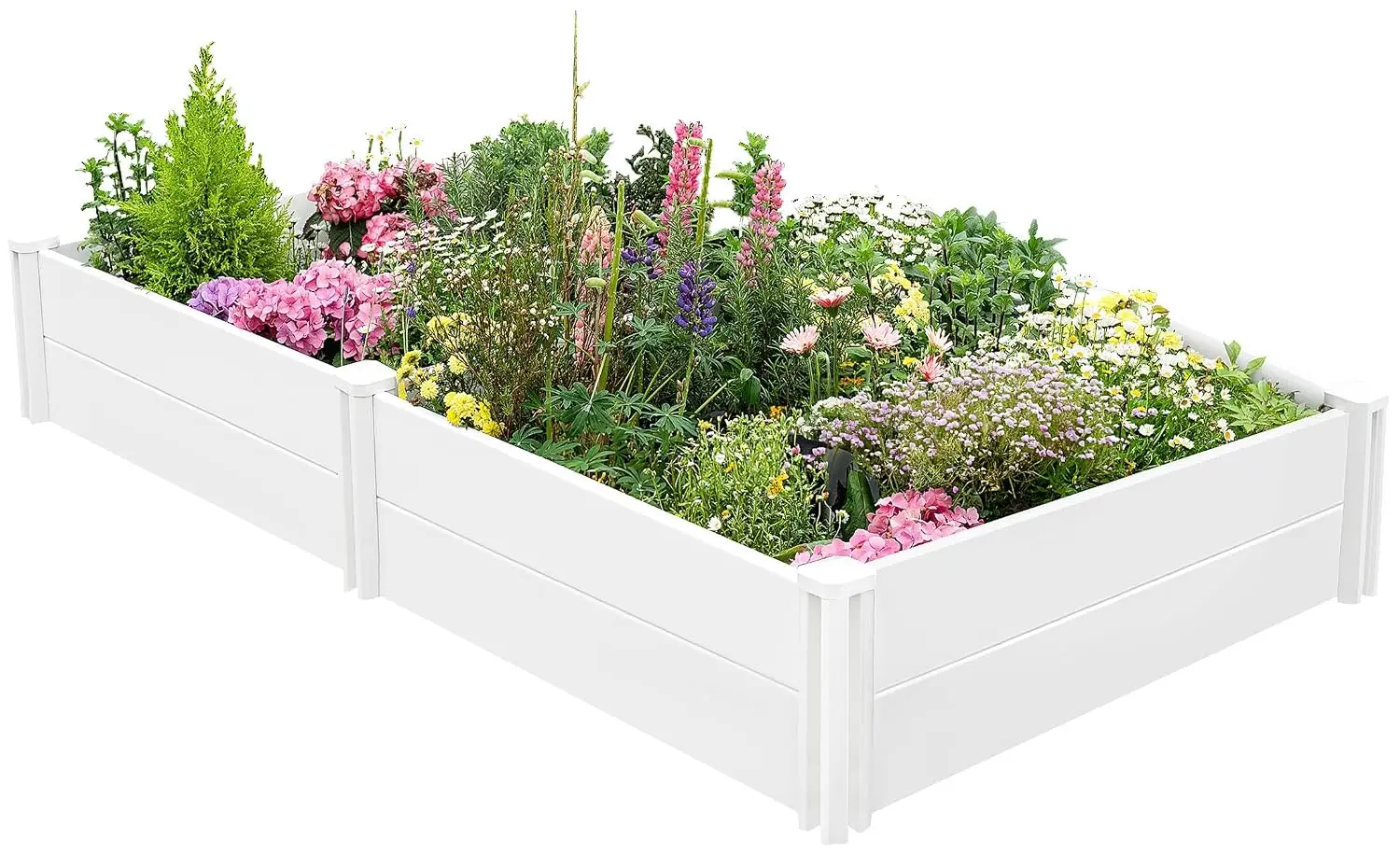8x4x1ft Vinyl Raised Garden Bed, Maintenance-Free Outdoor Garden Planter Box, Never Rust or Rot, Durable Open-Bottom Raised Bed