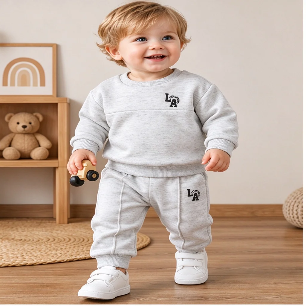 aby Boy Clothes Set Long Sleeve Sweatshirt and Pants 2 Piece Infant Casual Outfit Toddler Kids Spring Fall Tracksuit