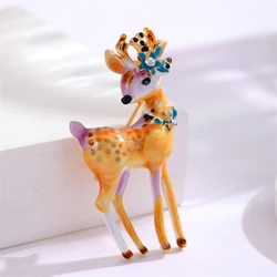Painted Oil Drop Deer Small Animal Brooch Cute Package Buckle Sika Deer Metal Brooch For Women