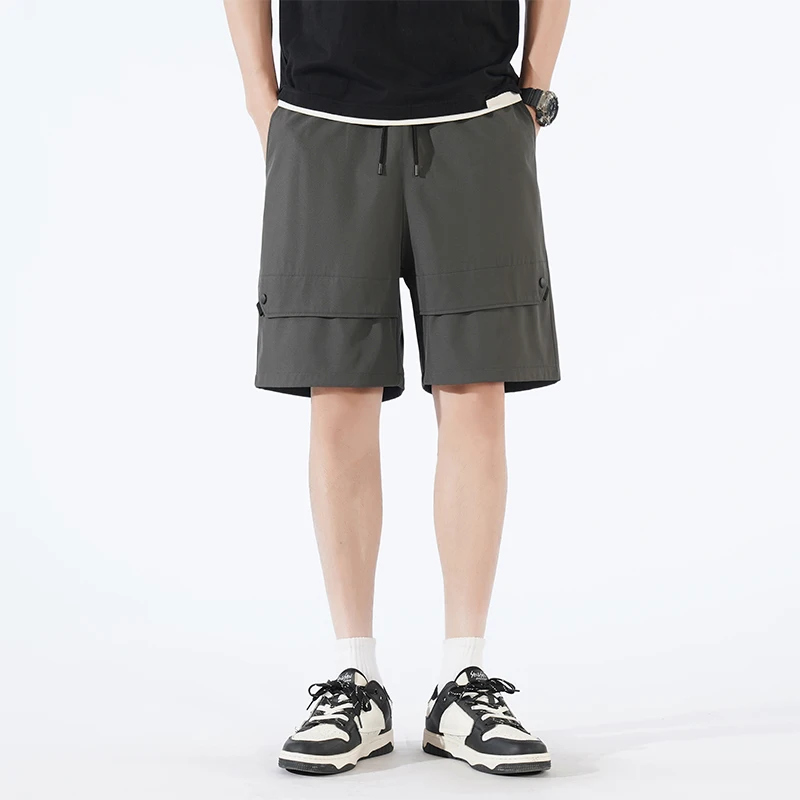 Summer Youth Korean Edition Fashion Casual Versatile New Ice Silk Shorts Men'S Speed Drying Sports Loose Leisure 5-Point Trouser
