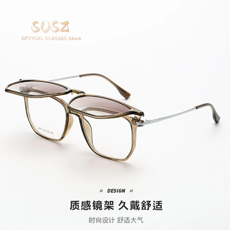 SUSZ Casual Style Magnet Clip On Polarized Sunglasses Women Optical Anti Blue Ray Myopia Progressive Prescription Eyeglasses