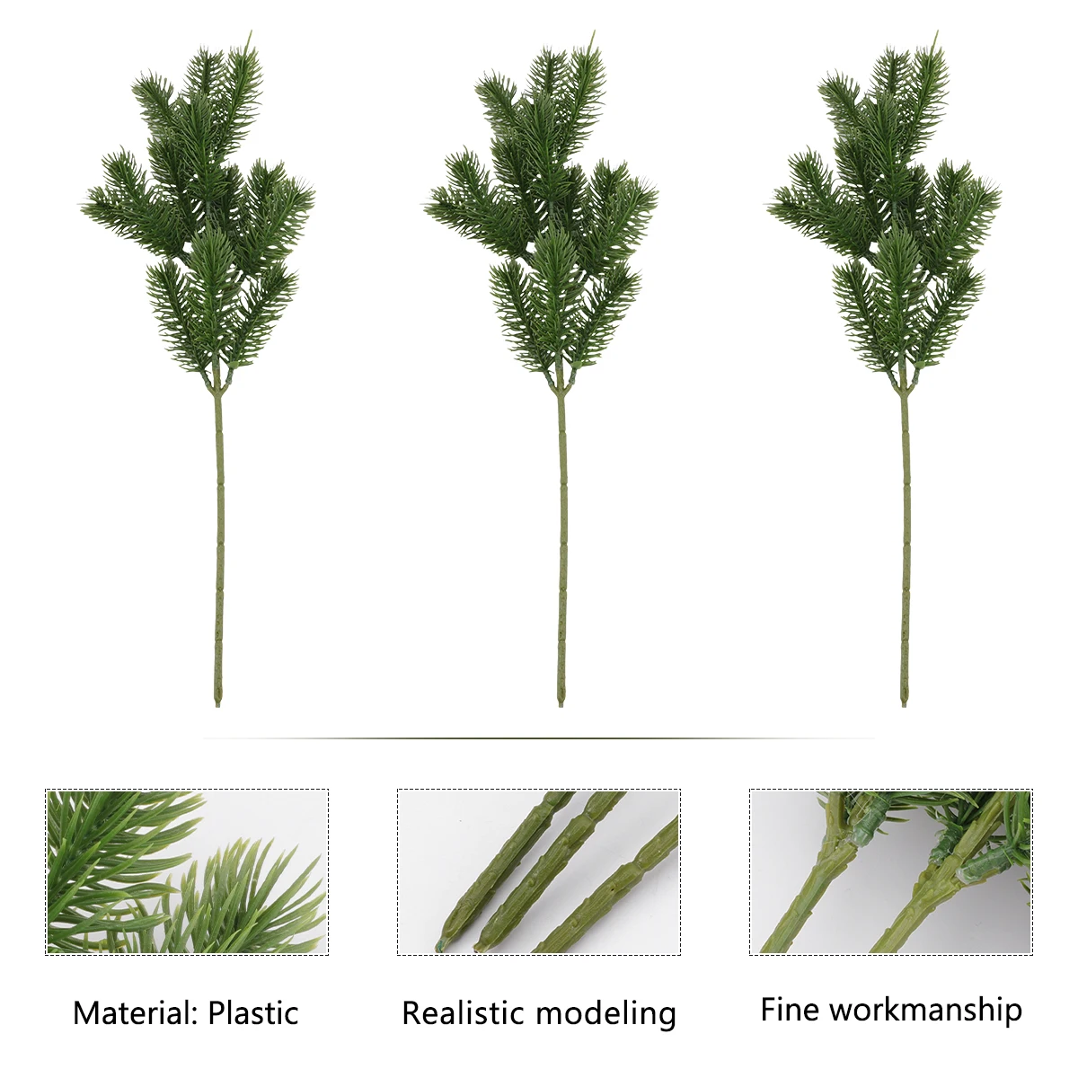 

3Pcs Christmas Simulation Pine Needles Plastic Pine Branch Artificial Plants for Tree Garland Wreath Home Decoration