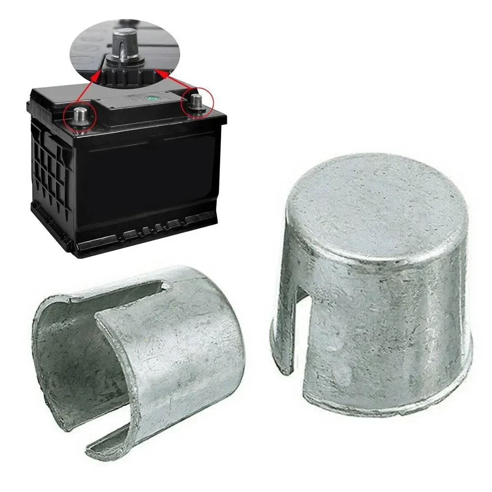 2Pcs Alloy Car Battery Post Repair Shims Car Battery Terminal Converters Positive Negative Post Electrical Component Repair Shim