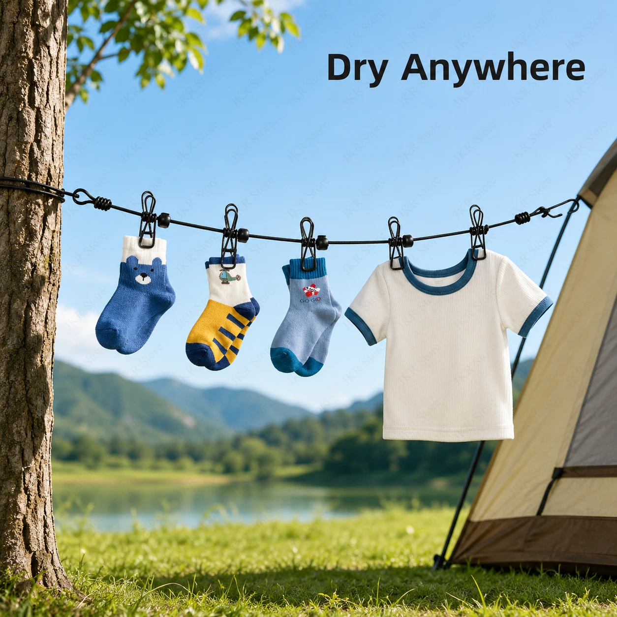 Portable Retractable Clothesline With 12 Clothespins Non Slip Plastic Drying Rope For Travel Home Camping Laundry Storage