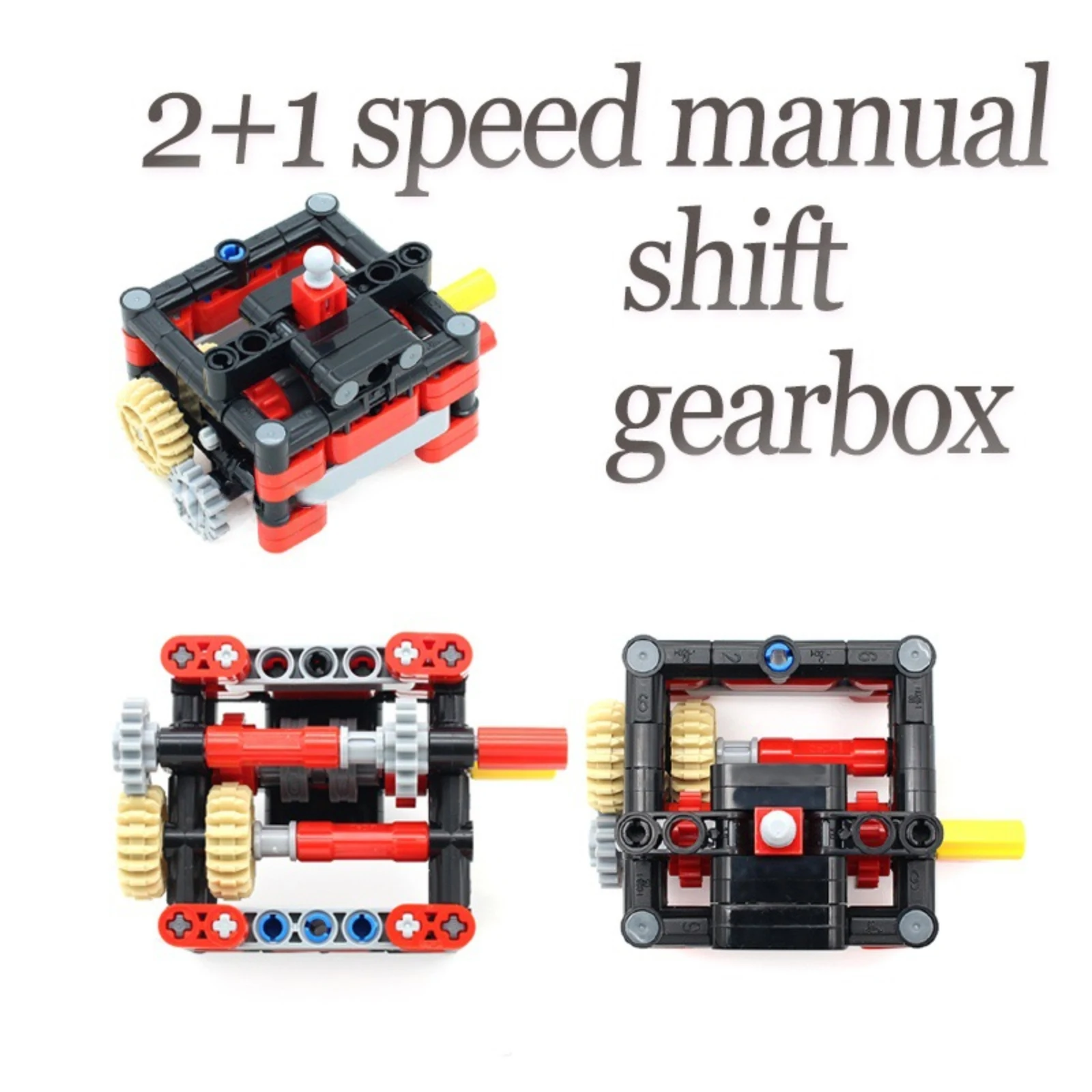 98pcs 2+1-speed Manual Shift Gearbox Building Blocks Model MOC Small Particle Kid DIY Assembly Puzzle Bricks Educational Toy