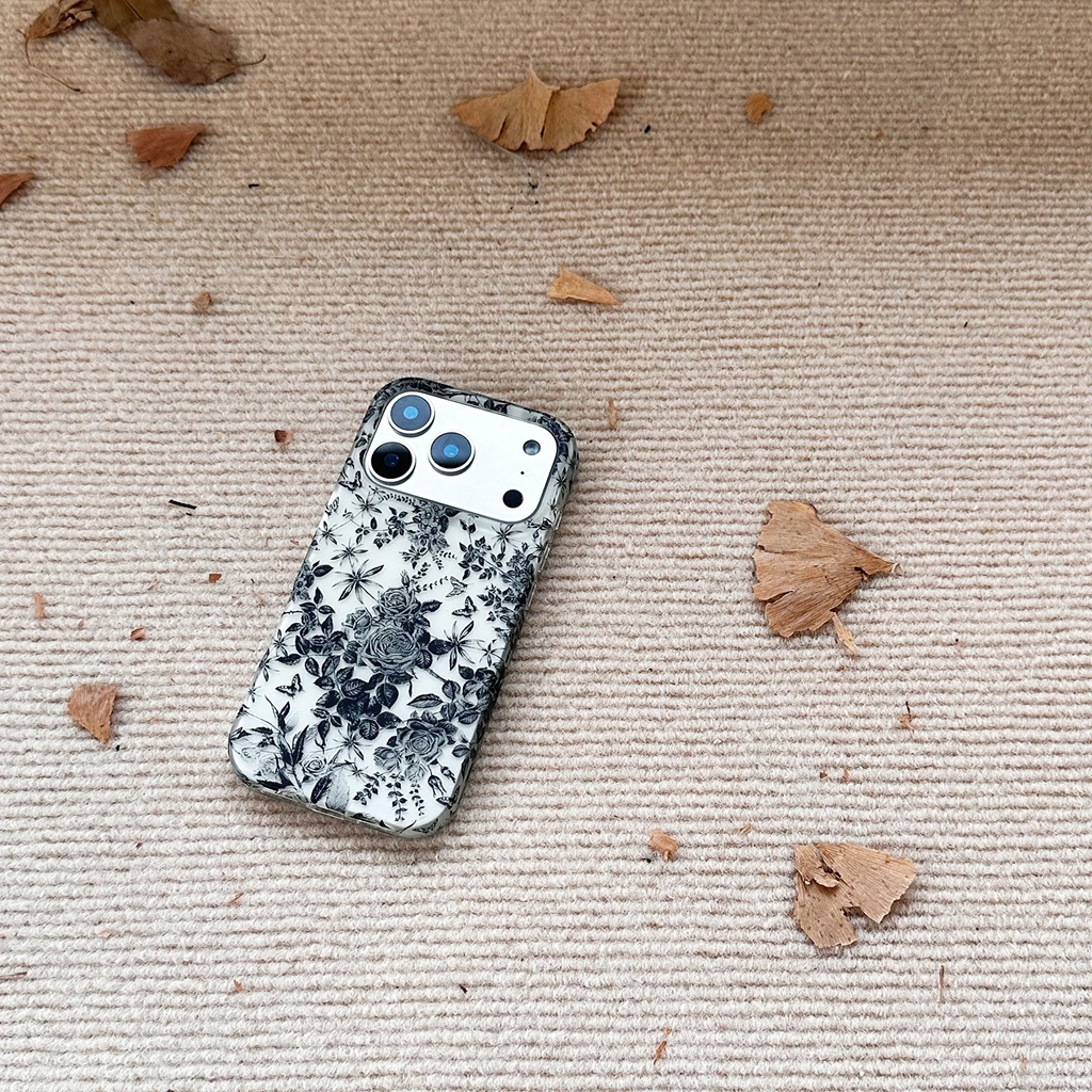 الحد الأدنى الفن أسود أبيض طلاء حبر خط الزهور للصدمات واقية غطاء الهاتف القضية آيفون 17 16 15 14 برو ماكس