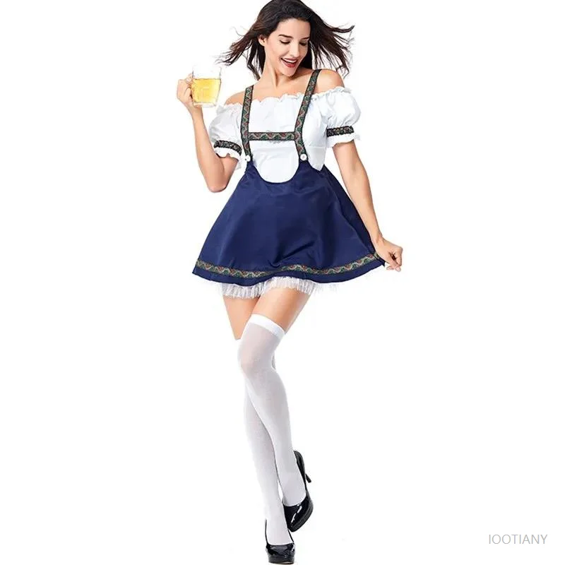 

Halloween Carnival Adult Women's German Oktoberfest Beer Girl Dress Bavarian Traditional Style Maid Role Playing Costume