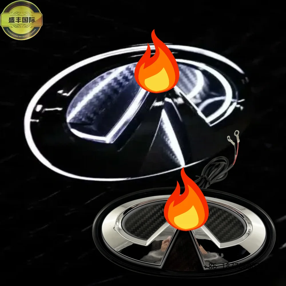 

Waterproof RGB+W Front Grille Light Car Accessory Carbon Fiber Emblem for Infiniti Q50 Logo Daytime Running Light Led Headlight