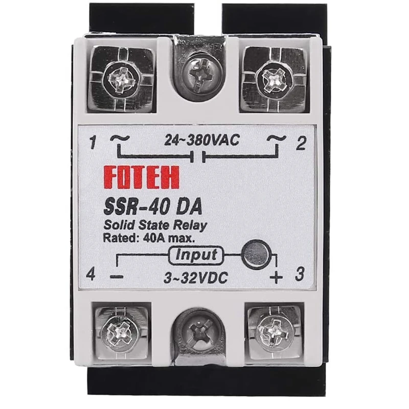 3ชิ้น SSR-40 da 40A DC 3-32V ไปยัง AC 24-380V SSR รีเลย์สถานะของแข็ง + อ่างความร้อน