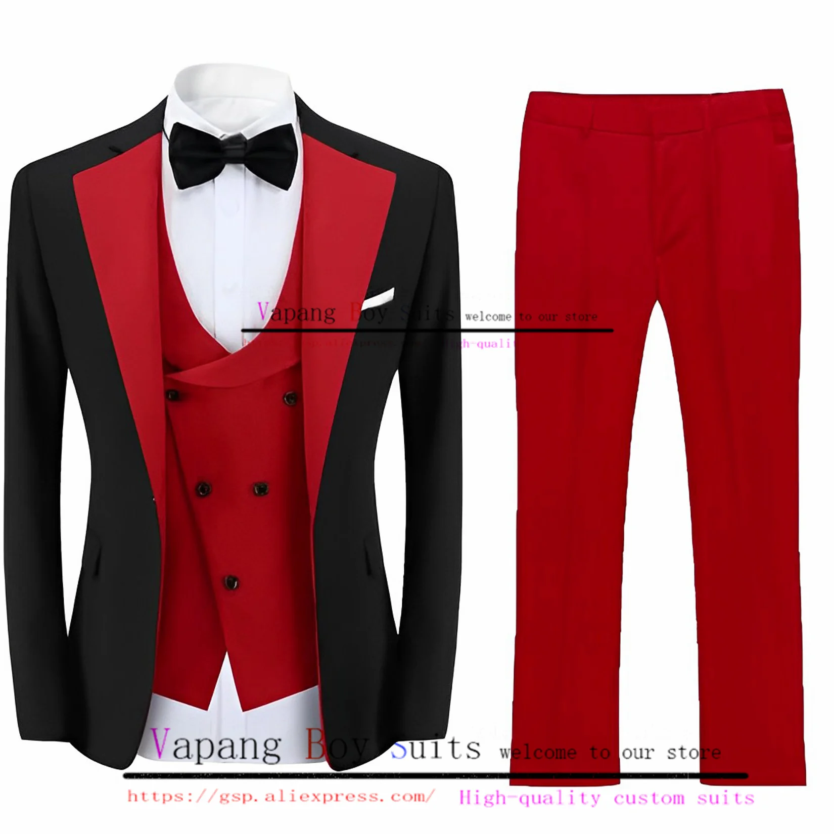 

Boys Suit 3 Piece Party Wedding Tuxedo Jacket Pants Vest Kids Blazer Set Fashion Lapel Clothes