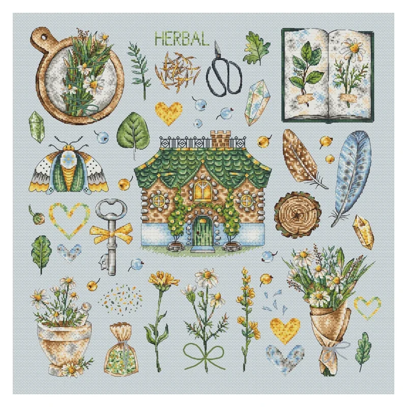 Amishop Gold Collection Lovely conted Cross Stitch Kit campionatore di erbe Herbarium Garden Flowers Insect 11109 ricamo fai da te