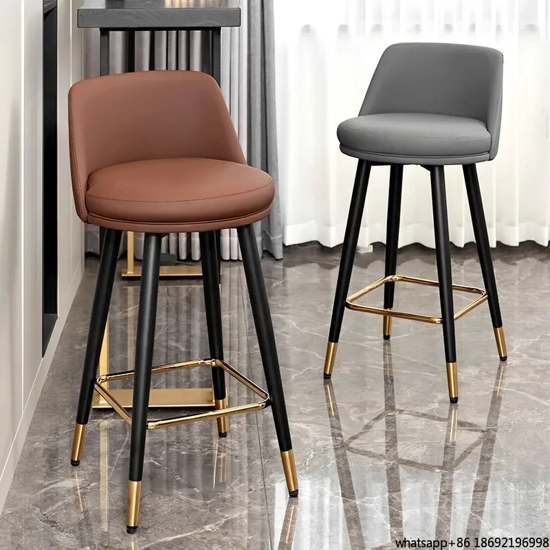 Modern minimalist luxury bar chair with backrest for household high stool rotation