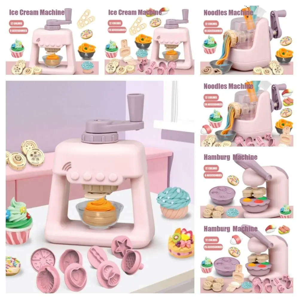 Machine à crème glacée et pâtes en argile pour enfants, maison de jeu, jouets de cuisine de simulation, mini nouilles, comparateur de couleurs, bricolage sûr