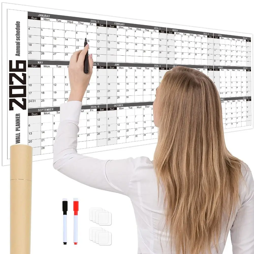 

42x100cm 2026 English Calendar Creative Colorful Large Size Calendar To Do List Agenda Organizer 12 Month Calendar Home Use