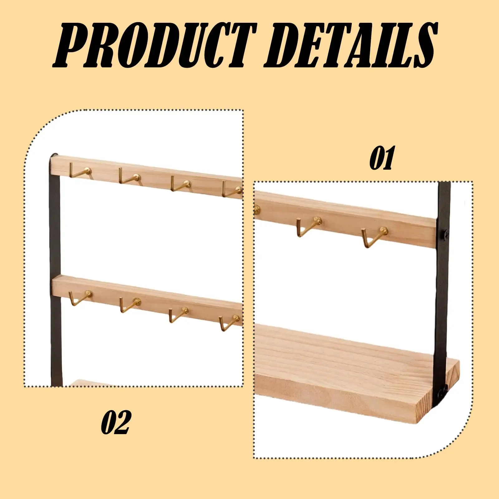 

Деревянная многоярусная подставка для украшений премиум-класса, держатель для серег и ожерелий с крючками для магазинов